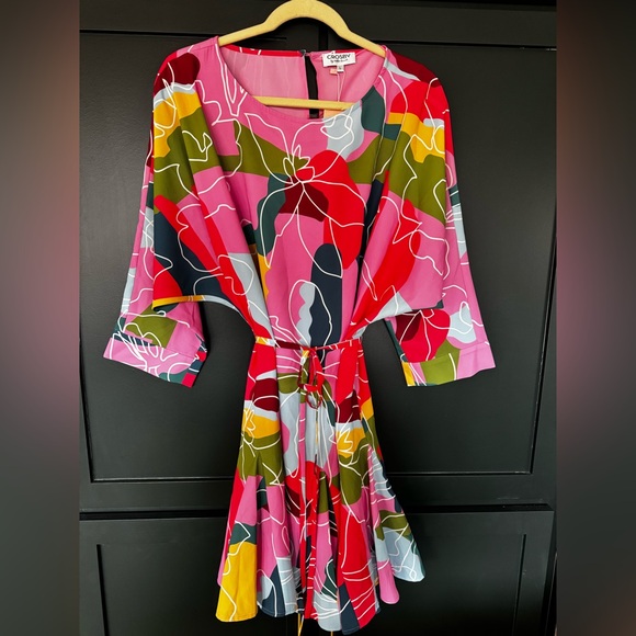 CROSBY by Mollie Burch Dresses & Skirts - Crosby by Mollie Burch NWT Multicolor Abstract Floral Tie Waist Dress L
